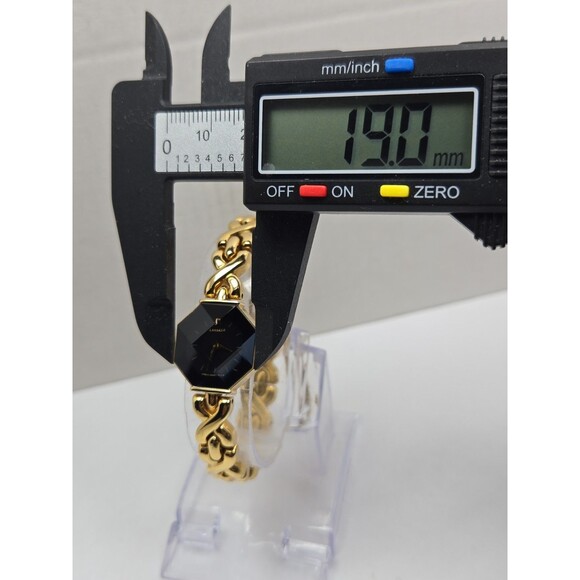 Vintage Lassale Seiko Womens Gold Tone Faceted Octagon Black Watch New Battery main image 11